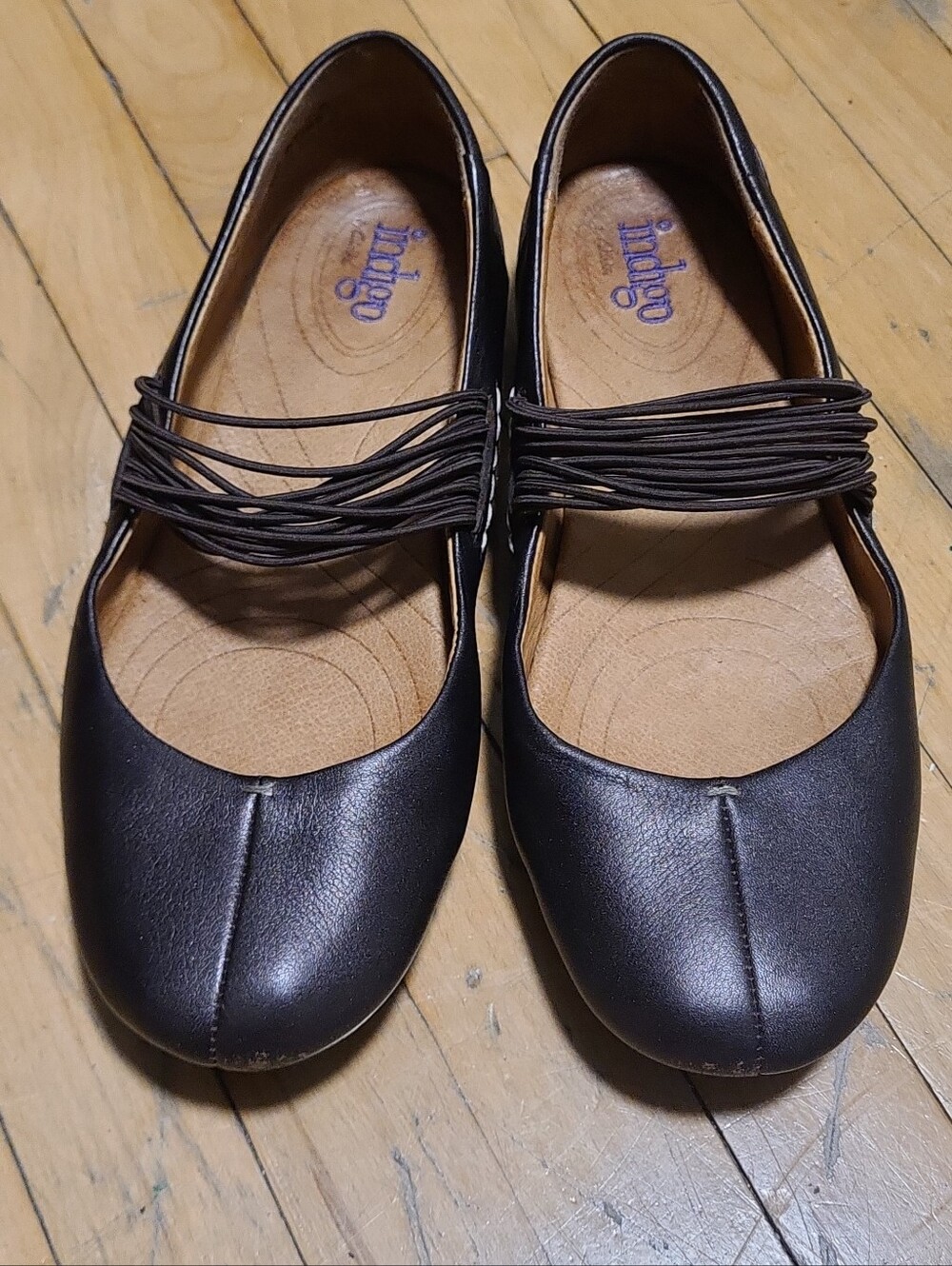 Vintage Indigo Brown Multi-Strap Ballet Flats